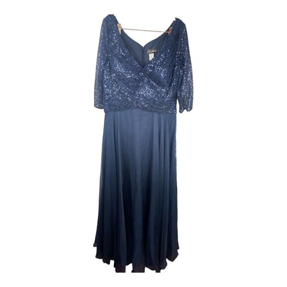 La Femme Gown Dress Chiffon & Sequin Embellished Formal Party Gala Classy Sz 14 - Picture 3 of 12